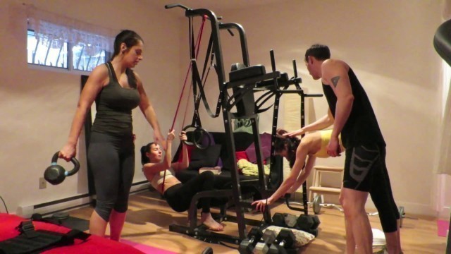 'Sexy Fitness Girls Circuit Training Downtown Montreal'