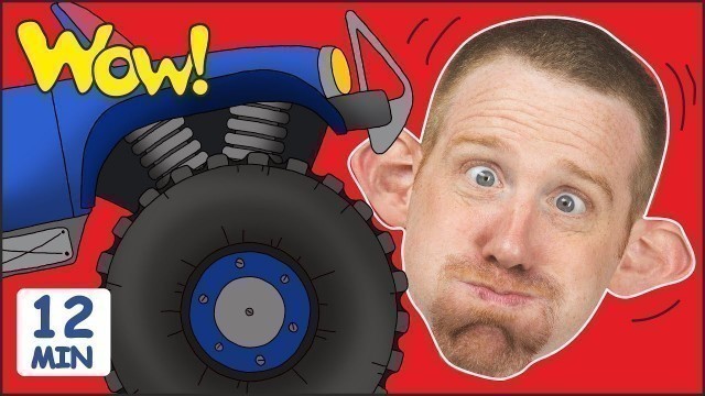 'Monster Trucks Toys for Children + MORE Stories for Kids | Steve and Maggie by Wow English TV'