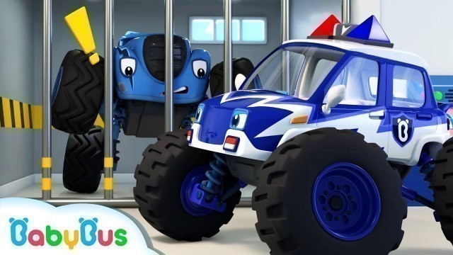 'Monster Police Car Song | Police Cartoon | Nursery Rhymes | Kids Songs | Color Song | BabyBus'