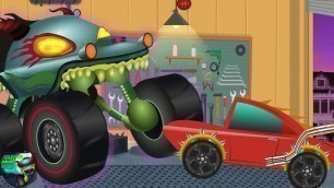 'Car Garage Kids Entertainment Video by Haunted House Monster Truck'