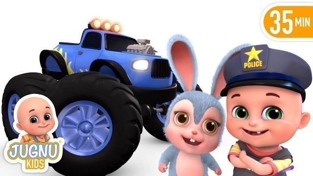 'Car Videos | Monster Trucks  | Vehicle Song | For kids | Nursery Rhymes Compilation from Jugnu Kids'
