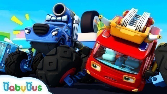 'Fire Truck Vs Trouble Maker | Monster Car Race | Car Videos | Nursery Rhymes | Kids Songs | BabyBus'