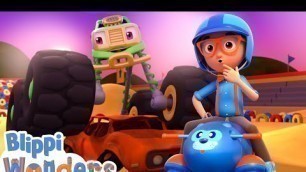 'Blippi Learns About Monster Trucks! | Blippi Wonders - Animated Series | Cartoons For Kids'