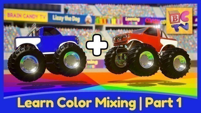 'Learn Color Mixing with Monster Trucks | Educational Video for Kids by Brain Candy TV'