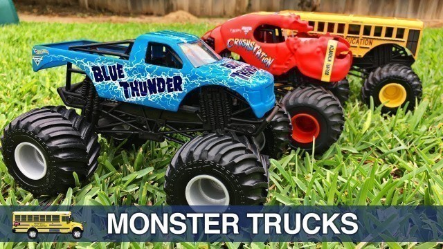 'Monster Trucks for Kids Hot Wheels Monster Jam Monster Truck Stunts Teaching Colors for Children'