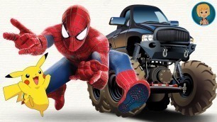 'Monster Truck with Spider Man and Pikachu'