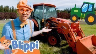 'Blippi Explores A Red Tractor! Construction Vehicles Part 2 | Educational Videos For Kids'