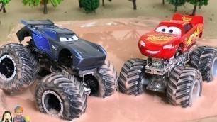 'Monster Trucks in the MUD | LIGHTNING MCQUEEN and JACKSON STORM Compilation for KIDS'