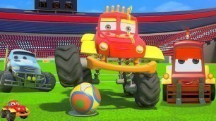 'Monster Truck Dan In Goal Animated Trucks Football Match'
