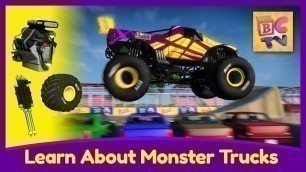 'Learn About Monster Trucks and Internal Combustion Engines for Kids | Monster Truck Stunts and More'