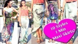 '10 Ways to Wear 1 Scarf As a Skirt & Dress! DIY Maxi Skirt NO SEW in 1 Min'