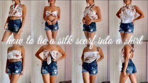 '9 TRENDY AF WAYS TO TIE A SILK SCARF INTO A SHIRT (PART 2) | How to wear a silk scarf'