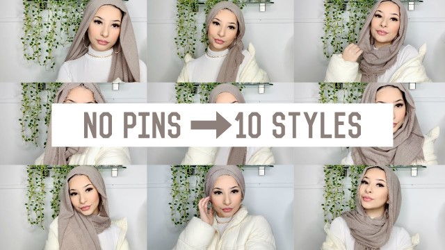 'NO PIN HIJAB STYLES | crinkled scarf tutorial'
