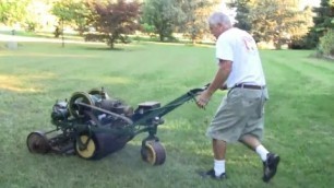 'CUTTING GRASS WITH 90 YEAR OLD MOWER'