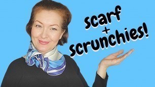 '3 original ways to style your neck scarf with scrunchies. How to wear a square silk scarf.'