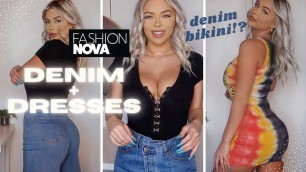 'FASHION NOVA DENIM + DRESSES TRY ON HAUL  | denim bikini?! shook!!'