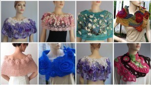 'Impressively Stylish Crochet Caplet Shawl Scarf Designs Ideas//Bridal Wear Caplet Shawl part 2'