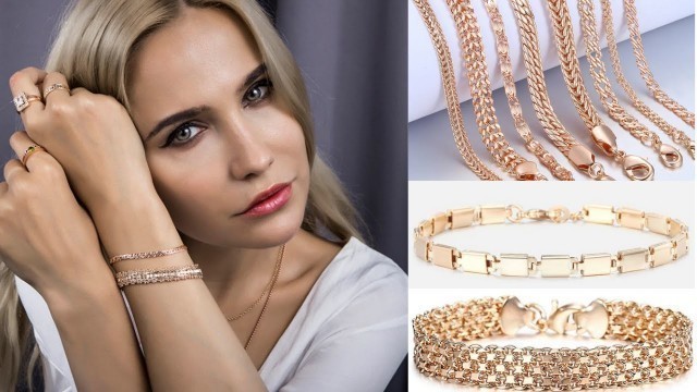 'Bracelets For Women Men | Rose Gold Curb Snail Foxtail Venitian Link Chains Bracelets'