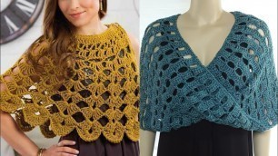 'Impressively Stylish Crochet Caplet Shawl Scarf Designs Ideas//Bridal Wear Caplet Shawls'