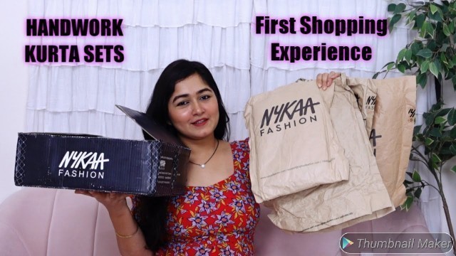 'My First Nykaa Fashion Shopping Experience ||Handwork Embroidered Kurta Set For Rakhi'