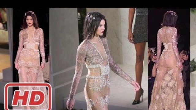 'Kendall Jenner in see through gown catwalk for La Perla NYFW show'