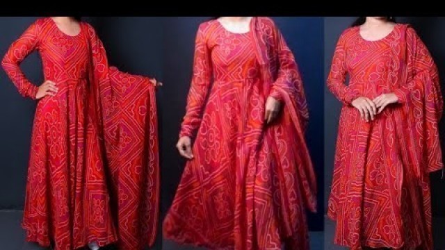 'umbrella cut anarkali kurti cutting and stitching full tutorial|| anarkali kurti cutting'