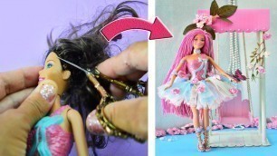 'AMAZING FAIRY and HAIRSTYLE ~ DIY Barbie Hacks; Long Hair, Clothes, Shoes and MORE'