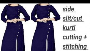 'side slit/cut kurti cutting and stitching|| side slit/cut kurti cutting|| plz support me