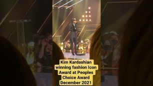 'Kim Kardashian winning Fashion Icon award at the Peoples choice Awards December 2021'