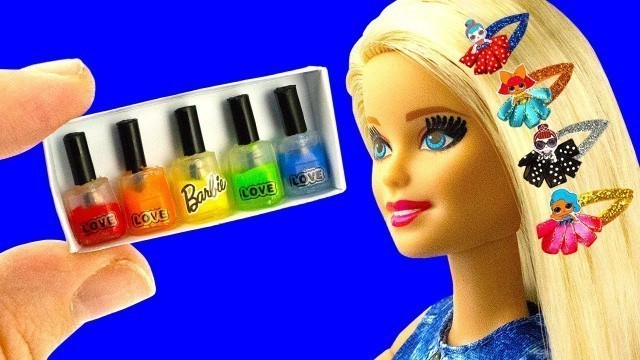 '10 DIY Barbie doll Hacks: Barbie hair clips, Nail polish set, Baby bike seat, and more'