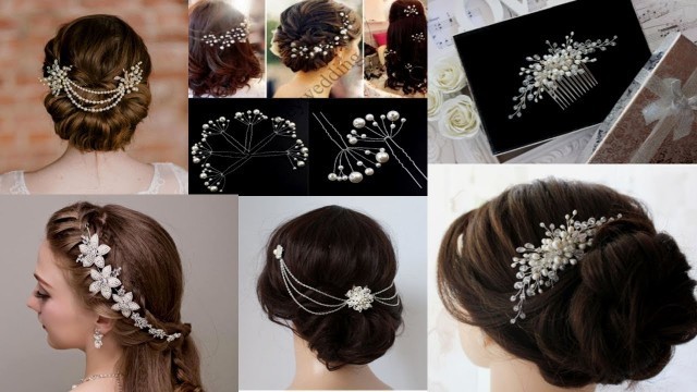 'Beautiful beaded bridal hair accessories design ideas/pearl hair clips/hair pins 2020'