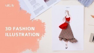 '#MKLAVtutorial Step-by-Step 3D Fashion Illustration | Menggambar Desain Baju Kombinasi Kain'