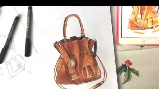 'Fashion sketching - скетч сумки. Видео-курс    draw a sketch of handbag'