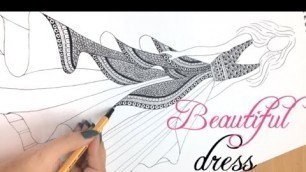 'Beautiful Girl dress Mandala/Doodle/Zen art |Fashion illustration| Mandala for beginners| Design-2'