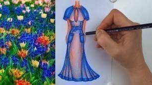'Fashion Drawing of Beautiful Dress - Fashion Sketching'