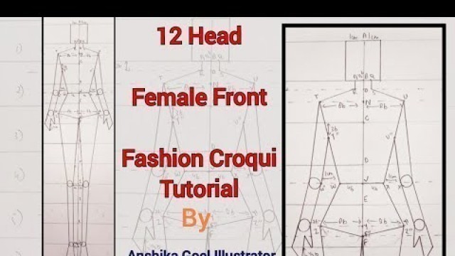 '12 Head Fashion Croqui Tutorial #femalefigure #croqui #front #fashionfigure #fashionsketch'