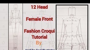 '12 Head Fashion Croqui Tutorial #femalefigure #croqui #front #fashionfigure #fashionsketch'