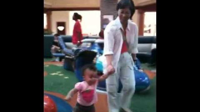 'Sachibun enjoys the mall playground at 11.75 months'