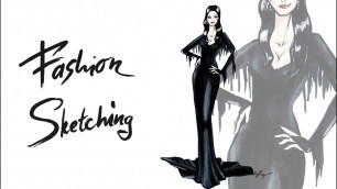 'Fashion Sketching Halloween: Мартиша Аддамс скетч маркерами'
