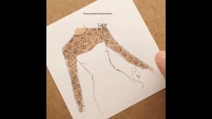 'Fashion sketch tutorial by ZEYNEP DENIZ-drawing lace'