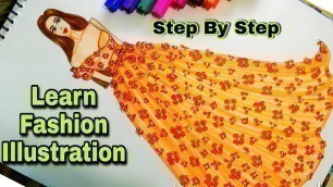 'Beautiful Spring Gown Illustration |Learn Fashion illustration StepBy Step |Sketching @Fashion 7'