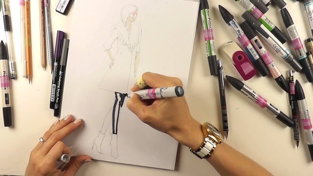'Fashion sketching: осеннее пальто, speed drawing.'