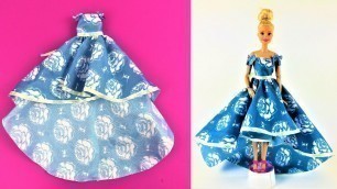 'DIY Magnificent Barbie Toy Ball Gown - Barbie Fashion Clothes Tutorial for  Girls'