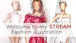 'Fashion illustration | Drawing Tutorial | How To Draw a Dress for beginners  | LIVE [