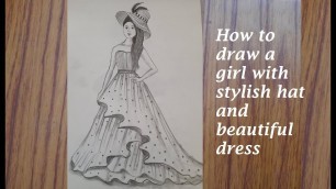 'How to draw a girl with beautiful dress | Pencil Sketch | Drawing Tutorial | Fashion Illustration'