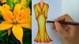 'Drawing оf Dress of Yellow Sunny Color - Fashion Sketch'