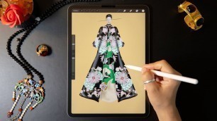 'Procreate Digital Fashion illustration tutorial: Render A Floral Print on iPad Pro'