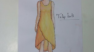 'Tulip Kurti cutting pattern making sewing DIY tutorial explained (part1) EMODE'