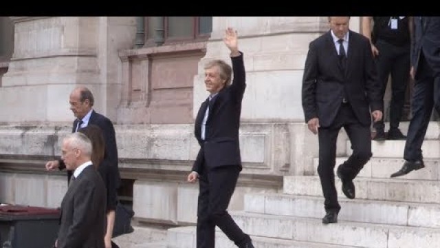 'Paul McCartney, Natalia Vodianova leaving Stella McCartney Fashion Show in Paris'