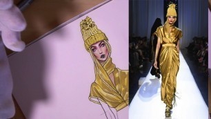 'YELLOW SILK/SATIN. Jean Paul Gaultier Couture F\'17 | Fashion Sketching'